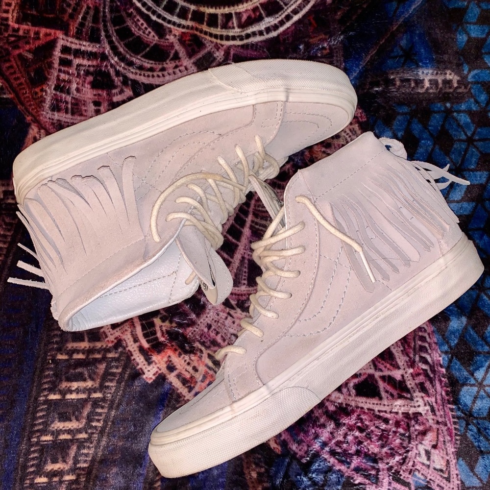 Suede Vans with fringe detail